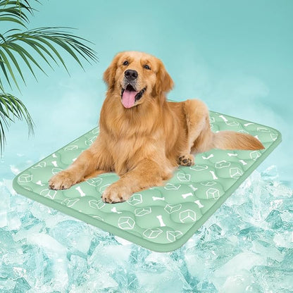 Rywell Dog Cooling Mat 2.0, Nature Green,44" x 32" Thick & Durable Cooling Mat for Extra Large Dogs, Long-Lasting Cool with Waterproof & Color-Changing Arc-Chill Tech (Q-Max>0.5) Washable& Non-Toxic