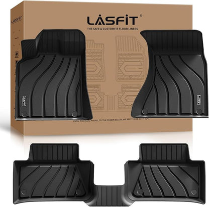 LASFIT Floor Mats for 2014-2026 Porsche Macan, 3D Laser-Measured Custom Fit All Weather TPE Floor Liners, Front & Rear Rows, Black, Easy to Clean