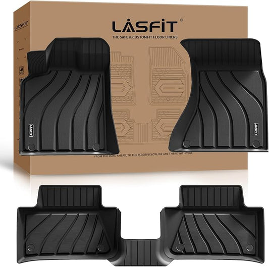 LASFIT Floor Mats for 2014-2026 Porsche Macan, 3D Laser-Measured Custom Fit All Weather TPE Floor Liners, Front & Rear Rows, Black, Easy to Clean