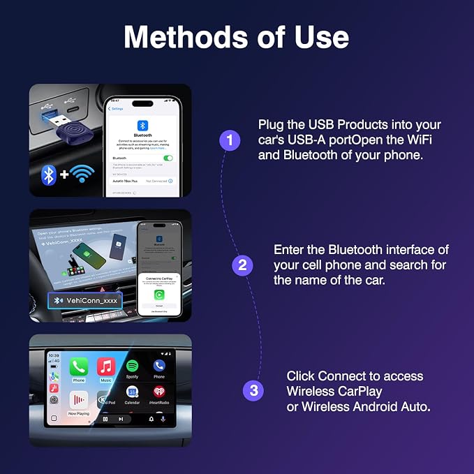 CarlinKit MiNi Ultra Wireless CarPlay & Android Auto Adapter - Plug & Play USB-A/USB-C Upgrade for Wired Cars | Retains OEM Mic, Sound Quality & Controls | OTA Updates