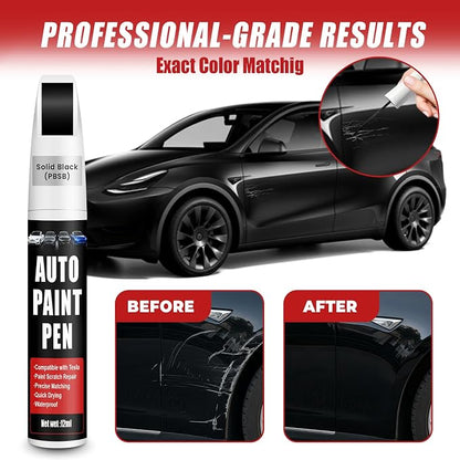 Touch Up Paint for Cars (Solid Black PBSB), Compatible with Tesla Model Y/3/X/S, 0.4 fl oz Color Accurate 2-in-1 Car Paint Scratch Repair Pen, Easy to Use, Fast-Drying, Long-Lasting