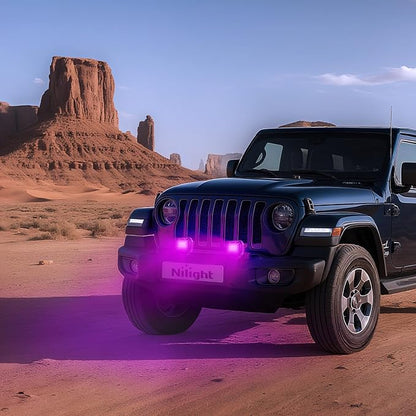Nilight 4 Inch LED Light Pods Purple Triple Row 2PCS 60W Flood Spot Combo Off Road Driving Decoration Neon Hunting Lighting for UTV Pick-up Van Boat Tractor