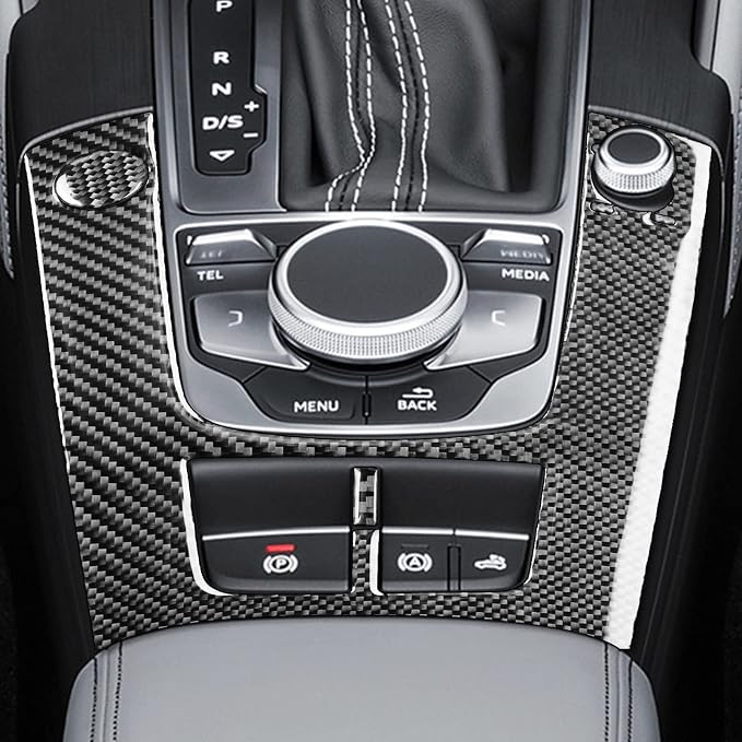 Real Premium Carbon Fiber Sticker Compatible with Audi A3 S3 RS3 8V 2013 2014 2015 2016 2017 2018 2019 Car Center Console Gear Shift Panel Control Frame Decor Auto Interior Accessories Decal Black