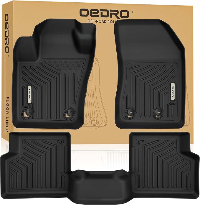 OEDRO Floor Mats Fit for 2015-2023 Jeep Renegade, TPE All Weather Custom Fit Floor Liners for Renegade Accessories, 1st and 2nd Row Car Mats Set, Black