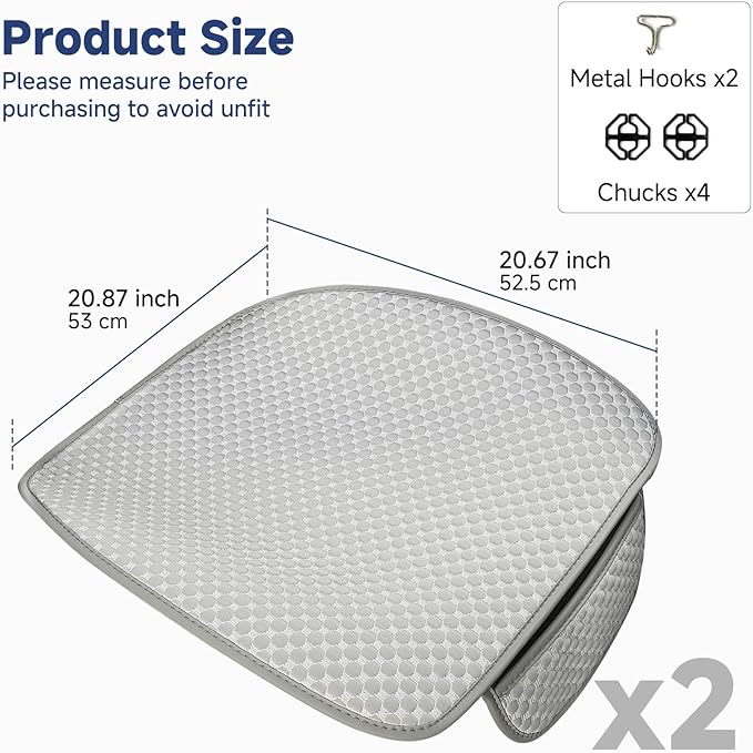 West Llama Ice Silk Front Car Seat Cover Protector Anti-Slip Bottom Seat Cover Fits 95% of Vehicles,Wrapping Around The Bottom,(Gray-2Pcs)