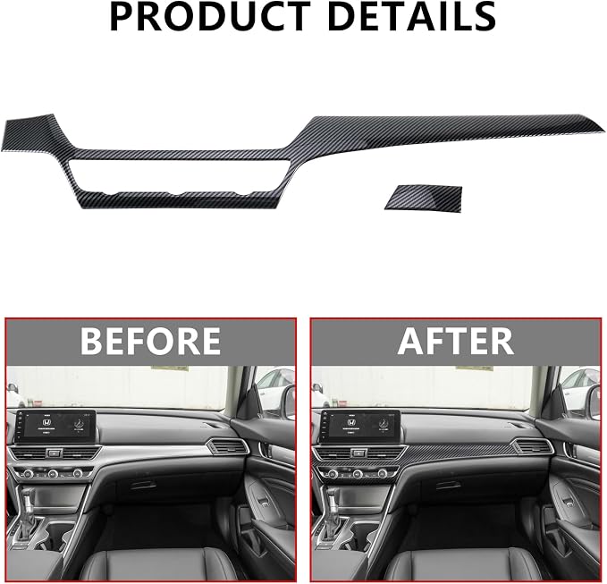 20 Pcs Carbon Fiber Interior Kit, Gear Shift Panel Cover AC Air Vent Cover Side Door Panel Strip Cover Steering Wheel Cover Compatible with Honda Accord 10th Gen 2018-2022