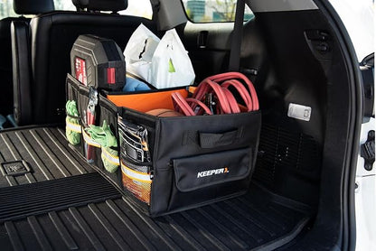 KEEPER Standard Trunk Organizer, 48L, Multi-Compartment Collapsible Car Organizers and Storage, Non-Slip Bottom, Suitable for SUV, Minivan, and Cars