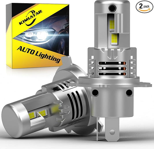 Latest H4 Light Bulbs Hi/Low Super Bright Upgraded 900% 60000LM Brightness,1:1 Halogen Mini Size,10-Year Lifespan,Plug and Play,H4/9003 Fog Bulbs,Pack of 2