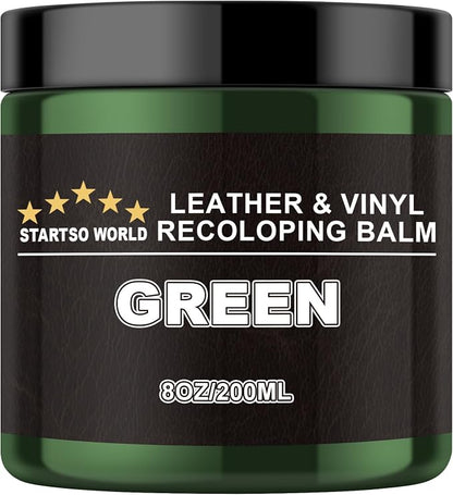 STARTSO WORLD Leather Recoloring Balm, Pine Green Leather Repair Kit for Furniture, Leather Dye, Leather Color Restorer for Couches, Leather Couch Paint | Repair, Restore & Renew Old, Faded Leather