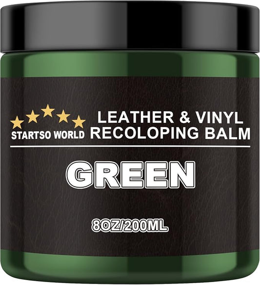 STARTSO WORLD Leather Recoloring Balm, Pine Green Leather Repair Kit for Furniture, Leather Dye, Leather Color Restorer for Couches, Leather Couch Paint | Repair, Restore & Renew Old, Faded Leather