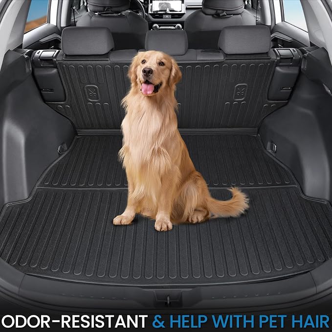 Floor Mats Set for Toyota RAV4 2019-2025 (Both for Gas & Hybrid), Extra Door Sill Guards, All Weather TPE Cargo Mat Backrest Mat Cargo Liner Car Accessories