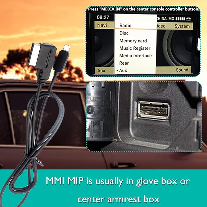 MDI MMI MDI Aux Adapter Music Interface Charg Media Consumer Cable Compatible with MB Comand APS NTG4.5 System for IP 13 12 11 Pro Max Xs max XR