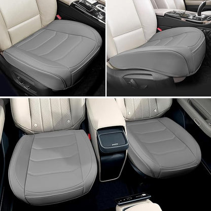 BOPUOVRE Car Seat Cover for Luxury & Comfort - PU Leather, Anti-Slip, Full Wrap Protection with Storage Pocket for Bottom Cushion - Universal Fit for 95% of Vehicles (Gray,1 Piece)