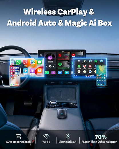 OTTOCAST Play2Video Ultra 2026 Upgrade Magic AI Box Car Watch Video Devices, Wireless CarPlay Android Auto Video Adapter 3 in 1 Built-in Netflix/YouTube Android 12 System