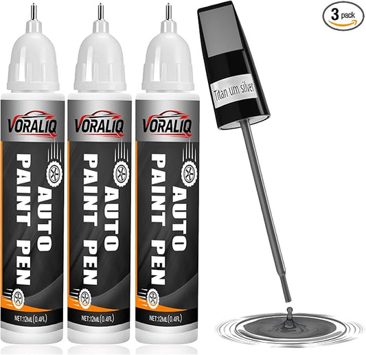 Touch Up Paint for Cars, 3-Pack - Silver Car Scratch Repair Pen, Color Accurate Automotive Touch Up Paint, Long-Lasting Scratch Resistance, Fast-Drying & User-Friendly, Safe & Water-Resistant for Automotive & Household Touch-Ups