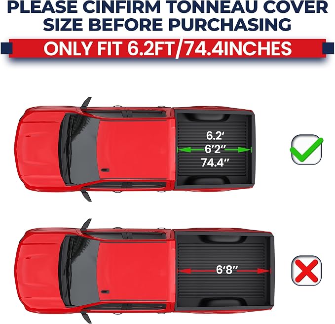 MOSTPLUS Quad Fold Soft Truck Bed Tonneau Cover Compatible with 2015-2024 2025 Chevrolet Colorado/GMC Canyon 6’2‘’ FT Bed 74 inch Fleetside On Top