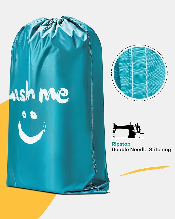 HOMEST XL Laundry Bag 28" x 40", Extra Large Dirty Clothes Organizer Holds 3-4 Loads, Machine Washable Drawstring Laundry Bag for Dorm, Camp, Laundromat, Family, Travel, Sky Blue