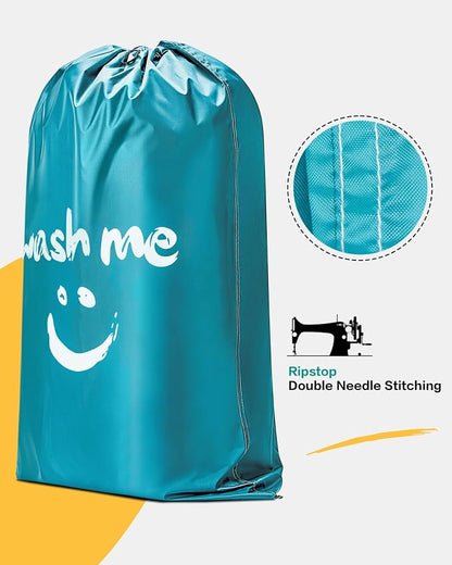 HOMEST XL Laundry Bag 28" x 40", Extra Large Dirty Clothes Organizer Holds 3-4 Loads, Machine Washable Drawstring Laundry Bag for Dorm, Camp, Laundromat, Family, Travel, Sky Blue