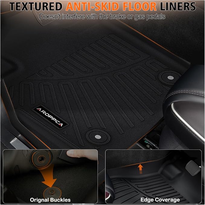 All Weather Car Floor Mats for 2015-2025 Ford F-150 Super Cab/Extended Cab with 1st Row Bench Seats Only (Not for SuperCrew Cab), TPE Rubber Floor Liners Anti-Slip Automotive Mats for F150 Accessories