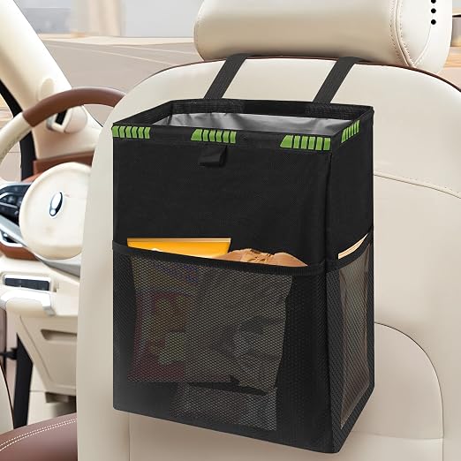 Homelove Hanging Car Trash Can with 4 Storage Pockets, Waterproof Leakproof Oxford Auto Garbage Bag, Adjustable Garbage Bag, Foldable Car Trash Bin Fit for Truck, SUV, Home, Office