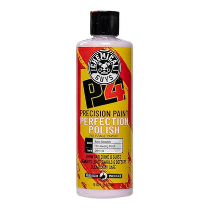 Chemical Guys P4 Precision Paint Perfection Polish - Scratch Remover & Swirl Remover for Cars, Trucks, Motorcycles, & SUVs, Fixes Paint Imperfections & Towel Marks, Restores Gloss & Clarity, 16 oz