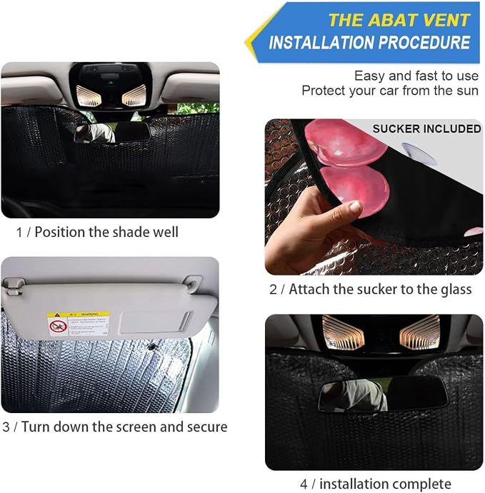Watercolor Cherry Bow Windshield Sun Shade for Car Auto SUV Truck Foldable Front Window Sunshade Sun Visor Protector Block UV Rays Reflect Heat, 55" x 28"