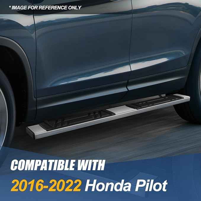 Auto Dynasty Running Boards Compatible with 2016-2022 Honda Pilot, Stainless Steel Side Step Rail Nerf Bars, 6.5" x 73" Step Bars, Polished Chrome