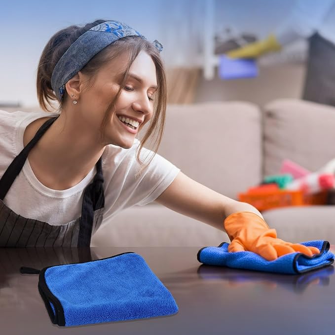 Tallew 80 Pcs Blue Microfiber Towels: 16"x16" Microfiber Drying Towels Bulk Micro Fiber Car Cleaning Cloth for Cars Drying Washing Polishing Cleaning Household Supplies