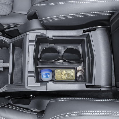TACORBO Center Console Organizer Compatible with Subaru Forester 2019 2020 2021 2022 2023 2024 Accessories,Armrest Secondary Storage Box ABS Insert Glove Box Tray, Black Trim