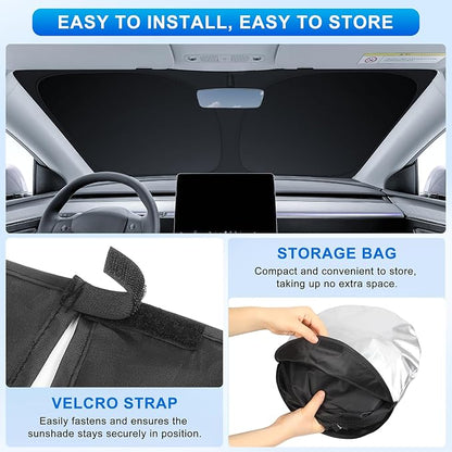 INSAUTO Custom Fit Windshield Sun Shade Accessories for Rivian R1T 2022-2026, Foldable Front Window Sunshade, UV & Heat Reflector, Keeps Interior Cool, Includes Storage Bag