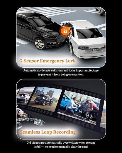 Dash Cam Front and Rear, Dash Camera for Cars 4K+1080, Dashcam Built-in WiFi, APP Control, 32GB Card Included, 3" IPS Touch Screen, 24H Parking Monitor, Night Vision, G-Sensor