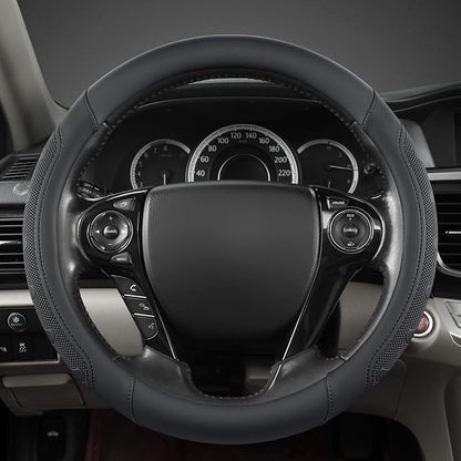GIANT PANDA Microfiber Leather Steering Wheel Cover for Honda Accord,Civic,CR-V,HR-V,Pilot(Black-Standard Size)
