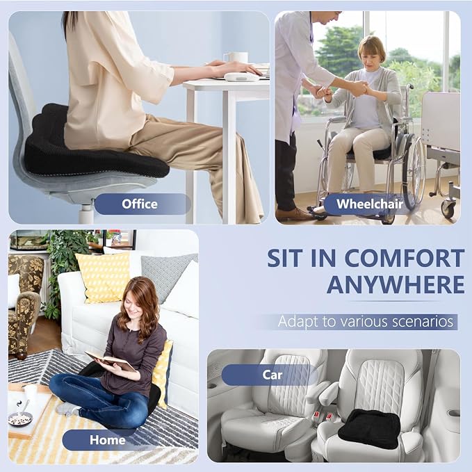 Thicker Seat Cushion for Office Chair, Big Gel Seat Cushion for Long Sitting, Support for Sciatica & Back Pain Relief, Breathable Chair Seat Pads Egg Wheelchair Cushion for Home Car Kayak Stadium