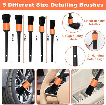 Windshield Cleaner Tool, 15Pcs Car Interior Cleaning Kit, Detailing Kit Cleaner, Detailing Brush, Cleaning Gel, Inside Cleaning Supplies Accessories for Trucks, SUVs, RVs Window