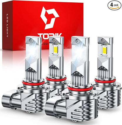 TOPIK 9005 9006 Bulbs, [𝐋𝐚𝐭𝐞𝐬𝐭] 900% Ultra Brighter 𝟴𝟰,𝟬𝟬𝟬𝐋𝐌, HB-3 HB-4 Light Bulbs, Plug-N-Play, 1:1 Same Size, No Flicker, 99% Canbus Ready, Pack of 4