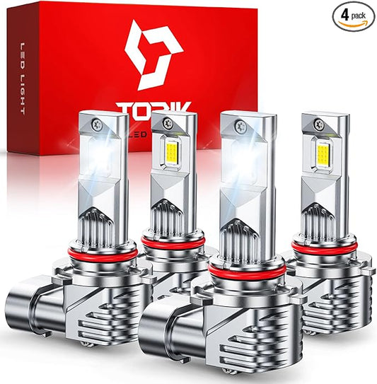 TOPIK 9005 9006 Bulbs, [𝐋𝐚𝐭𝐞𝐬𝐭] 900% Ultra Brighter 𝟴𝟰,𝟬𝟬𝟬𝐋𝐌, HB-3 HB-4 Light Bulbs, Plug-N-Play, 1:1 Same Size, No Flicker, 99% Canbus Ready, Pack of 4