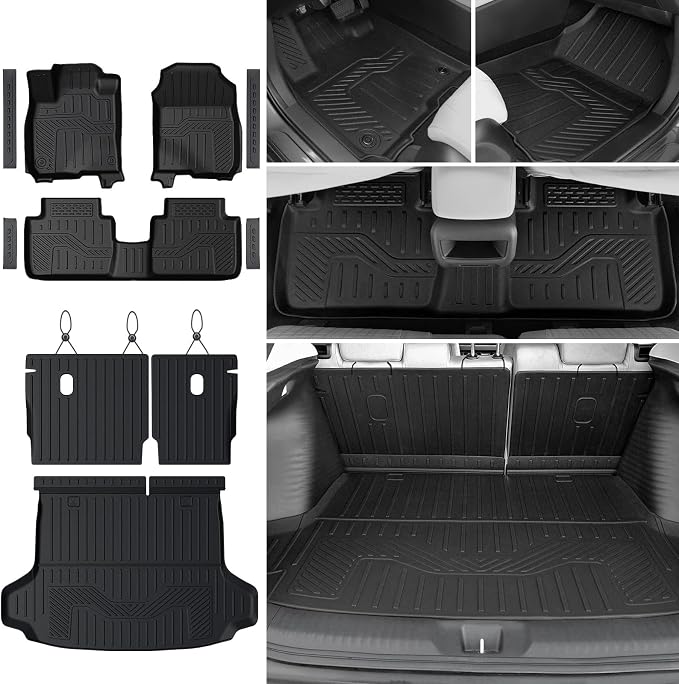 Floor Mats Set for 2023-2025 2026 2027 Honda HR-V, All Weather TPE Backrest Mat Trunk Mat Cargo Liner Door Sill Guards Accessories for HRV