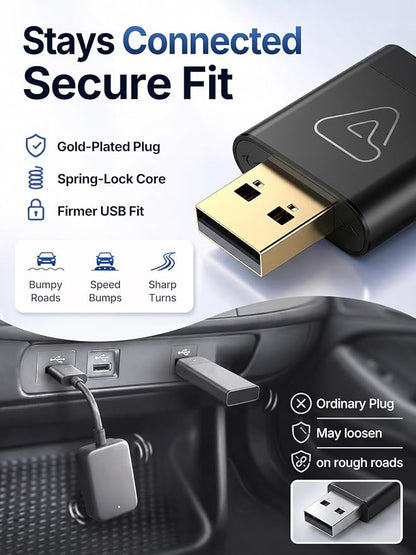 Wireless CarPlay Adapter for Apple Daily Commute, Wired to Wireless | Ultra Mini, Cooling Design, Fast Stable Connection, Easy to Set Up, Bluetooth 3s Reconnect, Maps Music Calls, For iOS 10+