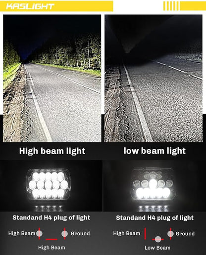 KASLIGHT H6054 LED Headlights,Pair Rectangular 5x7 7x6 LED Headlight Hi/Low Sealed Beam Replacement Headlamp Compatible with Jeep Wrangler YJ XJ Chevy Express Ford GMC Savana Toyota Pickup Truck Van