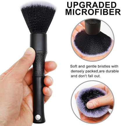 2 Microfiber Detailing Brushes, Car Interior Detailing Brush for Air Vent,Dashboard, Leather,Cleaning Tool Efficient Dust Removal for Car Interior, Computers, Keyboards, Digital Device