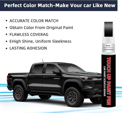 Black(GBA/WA8555) Car Touch Up Paint for Chevy 2-in-1 Car Scratch Repair Pen with Fine Tip&Brush, DIY Color-Code Matched Auto Paint for Rock Chips Door Scratches Paint Nicks Bumper Marks