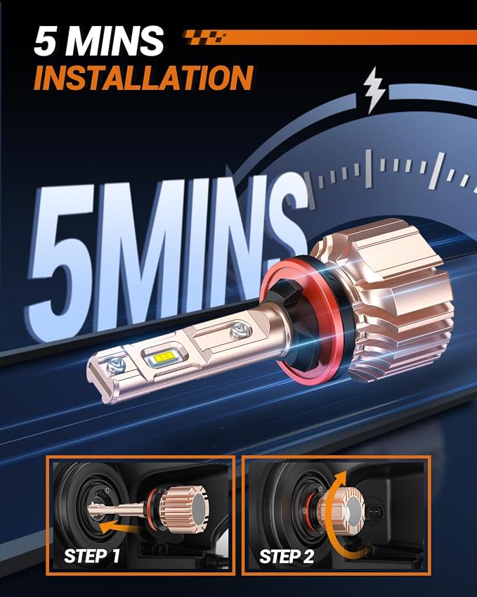 SEALIGHT 880 LED Fog Light Bulbs, 14000LM 600% Super Brightness 885 893 899 880 LED Fog Lights Bulb 6500K Cool White, Ultra-High Heat Dissipation Performance, Non-polarity, Plug and Play, Pack of 2