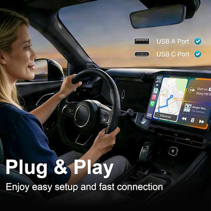 Wireless CarPlay Adapter & Android Auto Wired CarPlay to Wireless Device, 2-in-1 Mini T-Shaped for Car USB Plug and Play Auto Connect, No Delay for Apple iOS 10+, Android 11+ Version[2026 Upgrade]