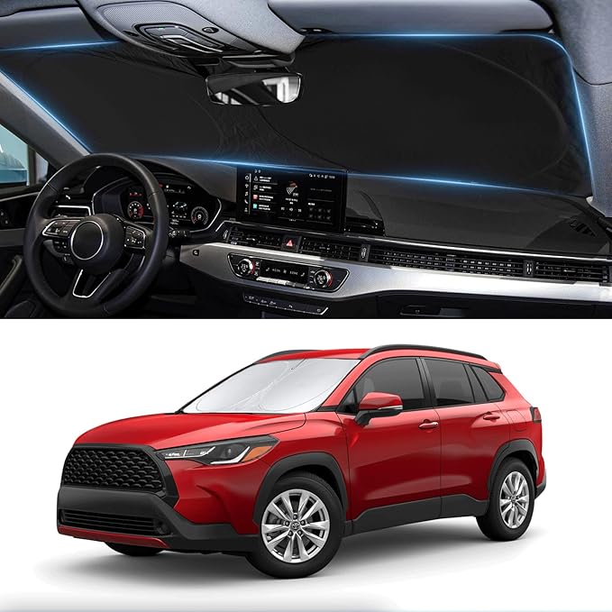 Custom Fit Toyota Corolla Cross Windshield Sunshade for 2022-2026 Toyota Corolla Cross (Not fit Corolla Sedan) Front Window Shield Cover for Windshield Sun Visor Protector Block UV Rays