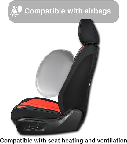 Car Seat Cover Set, Automotive Interior Accessories, Red, Waterproof Leather, With Lumbar Support, Airbag Compatible, 5-Piece Full Set, Pet-Friendly Car Seat Covers, Fits Suvs, Sedans, Pickup Trucks