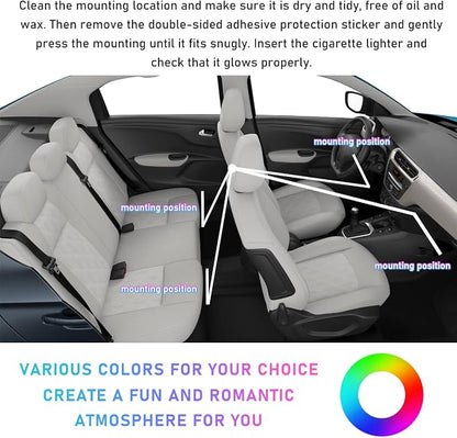 Ohleats Car LED Strip Light, 48 LED RGB Auto Interior Atmosphere Lights, Cigarette Lighter Under Dash Ambient Night Light, Interior Lamp Lighting Kit (Orange, Cigarette Lighter)