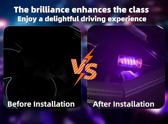 LED Car Interior Light, Touch Control USB Night Lamp, Retro Style Ambient Lighting for Auto, Bedroom, Desk (2PCS Purple)