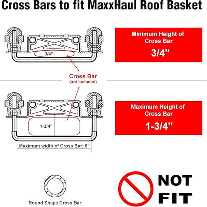 MaxxHaul 51084 46" x 36" x 4.5" Roof Rack Cargo Carrier Steel Basket, Car Top Luggage Holder for SUV and Pick Up Trucks - 150 lb. Capacity, with 15 Cu.Ft. Water Resistant Roof Bag 44" x 34" x 17"