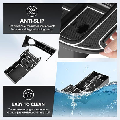 Autorder 2PCS Center Console Organizer for 2021-2024 Toyota Venza Accessories Armrest Storage Box Secondary Insert Tray Center Console Armrest Tray with Nonslip Mats