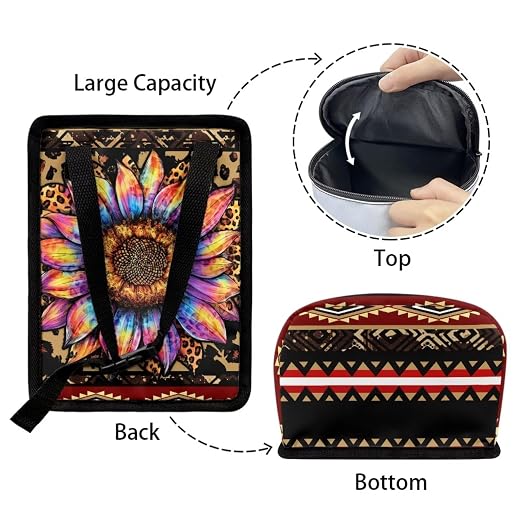 BIGCARJOB Leopard Sunflower Print Car Trash Can Bin for Car Back Seat Leak Proof, Car Trash Bag Hanging,Vehicle Trash Can for SUV Truck Van,Automotive Car Garbage Cans for Front Seat